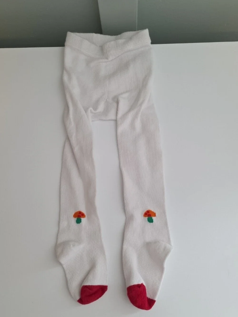 Little Bird Jools Oliver 6-9 White Tights w/ Toadstool Mushroom Mushrooms